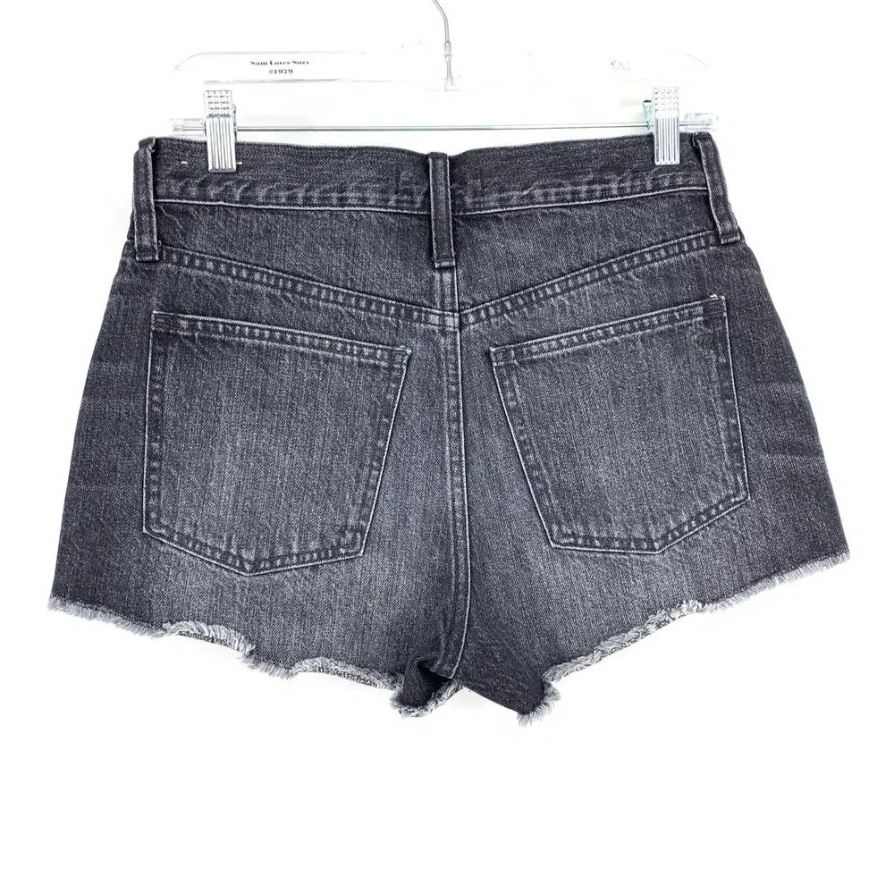 Madewell Relaxed Denim Jean Shorts Womens Size 25 Washed Black Cut Off